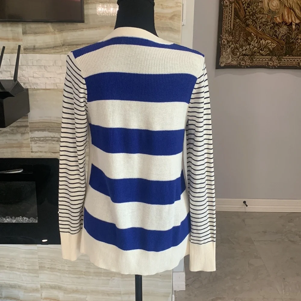 Loft Blue and Creme‎ Striped Sweater. Size S (357)